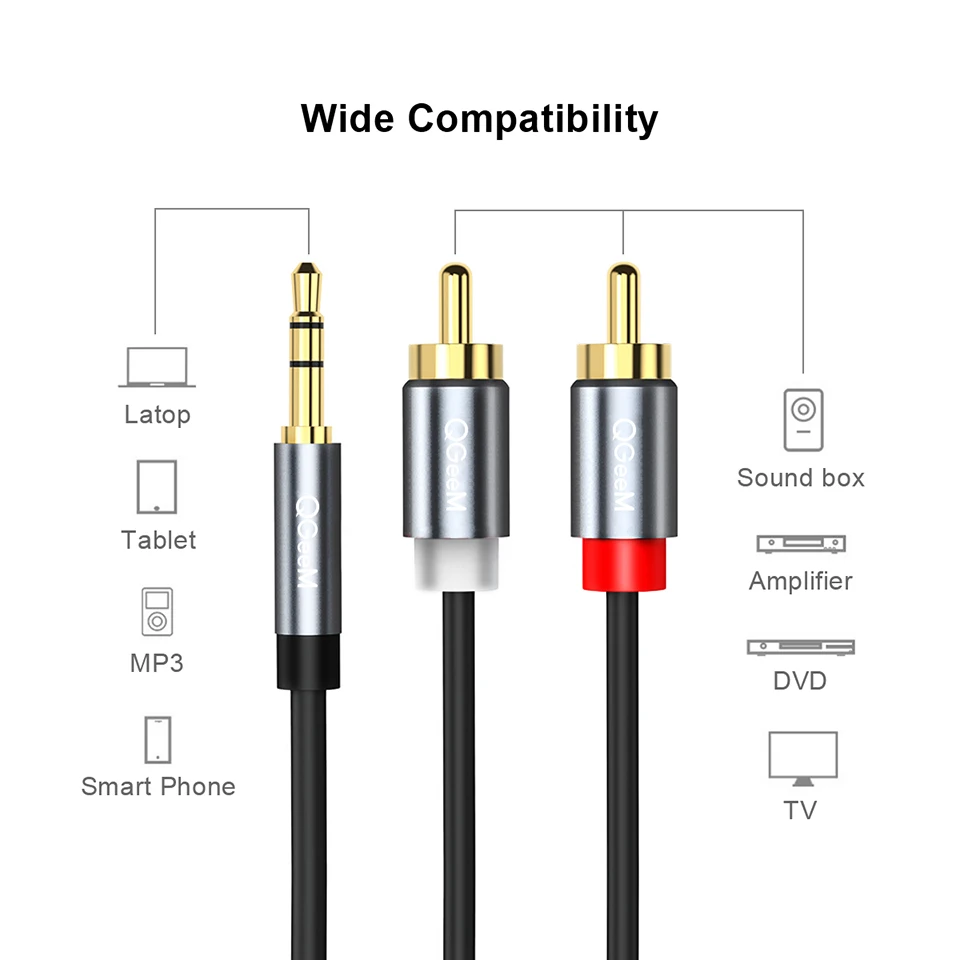 QGeeM RCA Cable 2RCA to 3.5 Au - Home Cinema Tv recension och pris